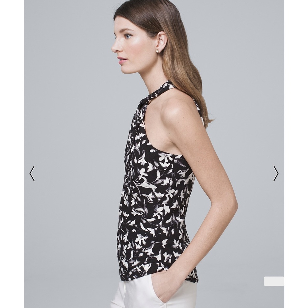 WHBM Floral Twisted Halter Top